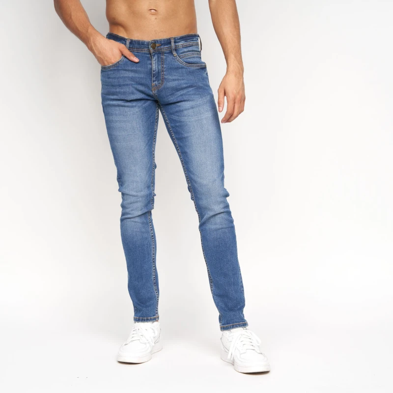 Image of Duck&Cover Maylead Mens Slim-Fit Five-Pocket Denim Jeans in Mid Blue Size: 36R Mid Blue Male 36R