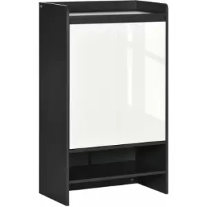 Image of Modern Storage Cabinet with High Gloss White Doors for 15 Pairs of Shoes - Grey - Homcom