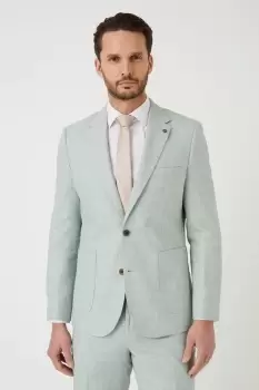Image of Mens Slim Fit Khaki Linen Suit Jacket