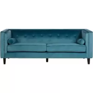 Image of Felisa 3 Seat Blue Velvet Sofa - Premier Housewares
