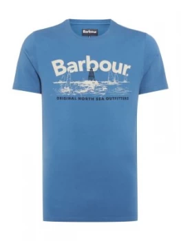 Image of Mens Barbour Beacon Seascape Print Sea Blue