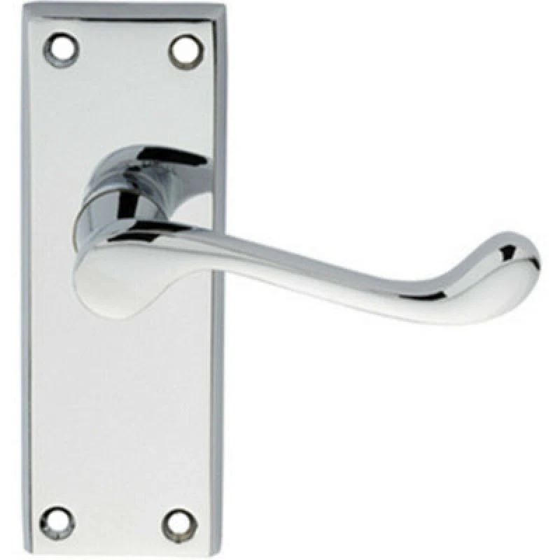 Image of Loops PAIR Victorian Scroll Lever on Short Latch Backplate 118 x 43mm Polished Chrome Multi