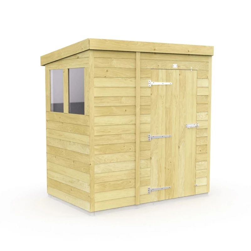 Image of Buttercup Farm 7 x 4 Feet Pent Security Shed - Double Door - L118 x W214 x H201cm in Brown Brown Unisex