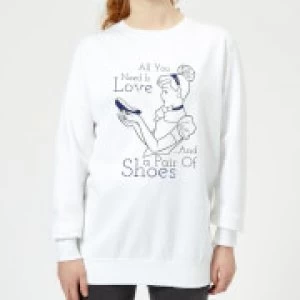 Image of Disney Princess Cinderella All You Need Is Love Womens Sweatshirt - White - L