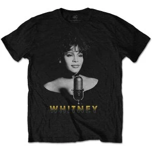 Image of Whitney Houston - Black & White Photo Unisex Medium T-Shirt - Black
