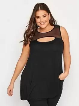 Image of Yours Mesh Cut Out Vest. Black, Size 30-32, Women