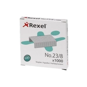 Image of Rexel No. 23 8mm Staples Box of 1000 for Rexel Trackers and Heavy Duty Staplers