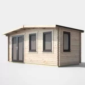 Image of Power 8' x 16' Chalet Log Cabin- Left Side Double Door