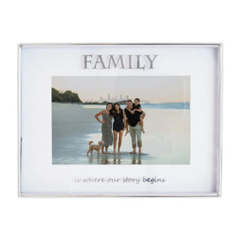 Image of Happy Homewares Contemporary Silver Plated Metal Family 4X6 Picture Frame For Wall Or Table