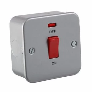 Image of KnightsBridge 45A 1G DP 230V Metal Clad Switch With Neon