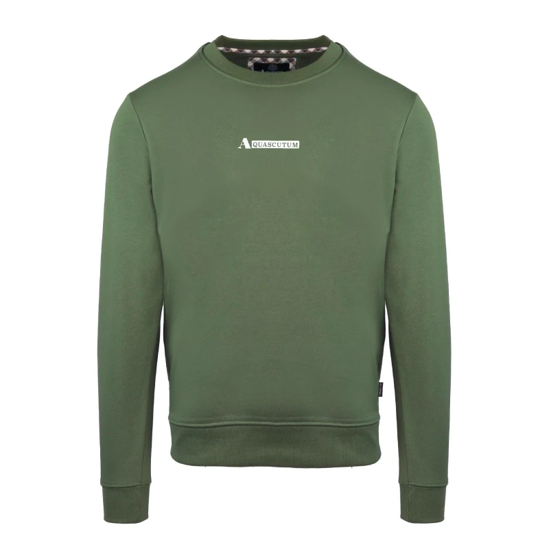 Image of Aquascutum Mens Round Neck Crew Sweatshirt - Green Male S