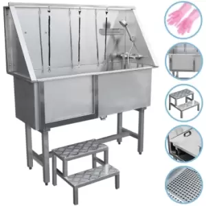 Image of Dog Grooming Bath Steel Pet Wash Station 600mm - Silver