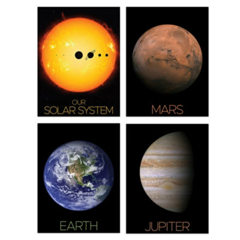 Image of Artery8 Wall Art Print Set Of 4 Nasa Our Solar System The Sun And Planets Size Comparison Mars Earth Jupiter Images
