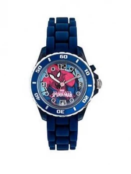 Image of Spiderman Ultimate Spiderman Printed Dial Blue Silicone Strap Kids Watch, One Colour