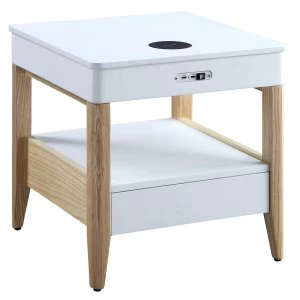 Image of Jual San Francisco Ash/White Smart Bedside Table Wireless Charger - Ash Legs
