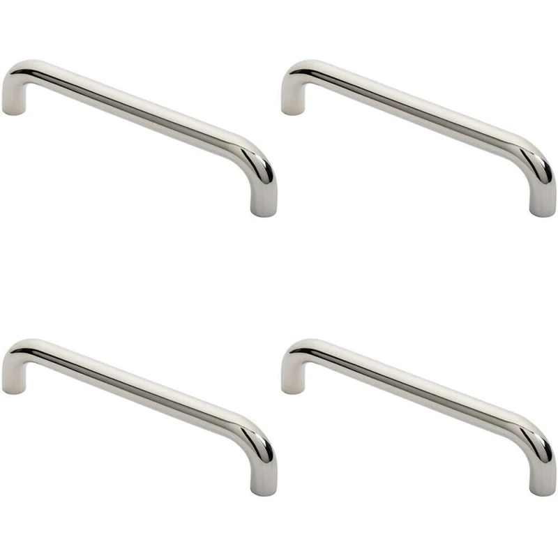 Image of Loops 4x Round D Bar Pull Handle 325 x 25mm 300mm Fixing Centres Bright Steel Metallics unisex