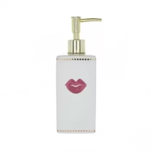 Image of Lips Soap Dispenser with Gold Dots White 14cm
