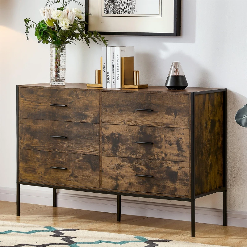 Image of Lassic Vida Designs Brooklyn 6 Drawer Chest Dark Wood unisex 6 Drawer