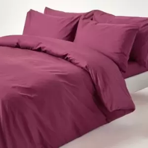 Image of Plum Egyptian Cotton Duvet Cover Set 200 Thread Count, Single - Plum - Plum - Homescapes
