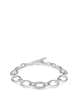 Image of Mood Silver Crystal Fine Chain Bracelet, Silver, Women