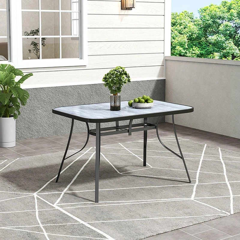 Image of Breeins Rectangle Tempered Glass Grain Table Black L
