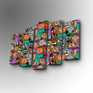 Image of 5PUC-097 Multicolor Decorative Canvas Painting (5 Pieces)