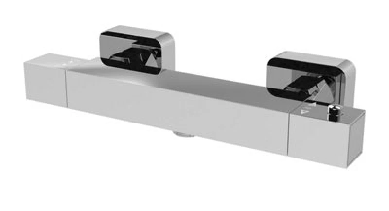 Image of Balterley Square Wall Mount Shower Thermostatic Bar Valve Tap Kit Not Included Silver