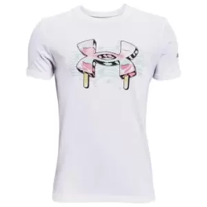 Image of Under Armour Popsicle Short Sleeve T Shirt Junior Girls - White