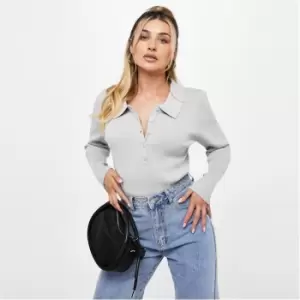 Image of Missguided Plus Size Rib Basic Knit Bodysuit - Grey