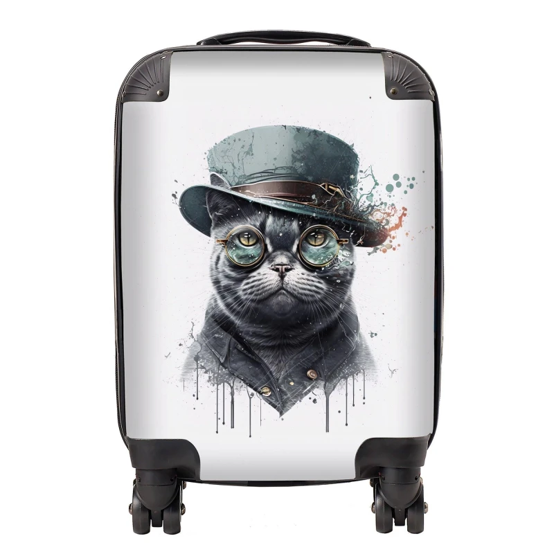 Image of Warren Reed Designer British Shorthair Cat Splashart Suitcase - Medium