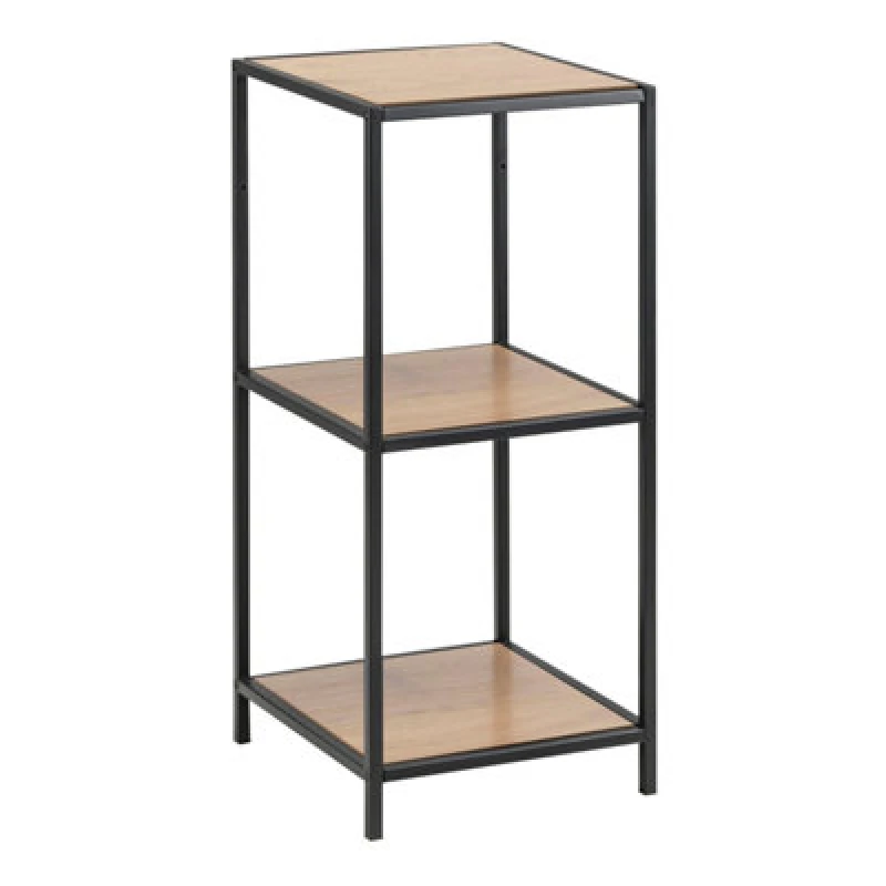 Image of Furniture To Go Seaford Narrow Black Metal Bookcase With 2 Oak Shelves
