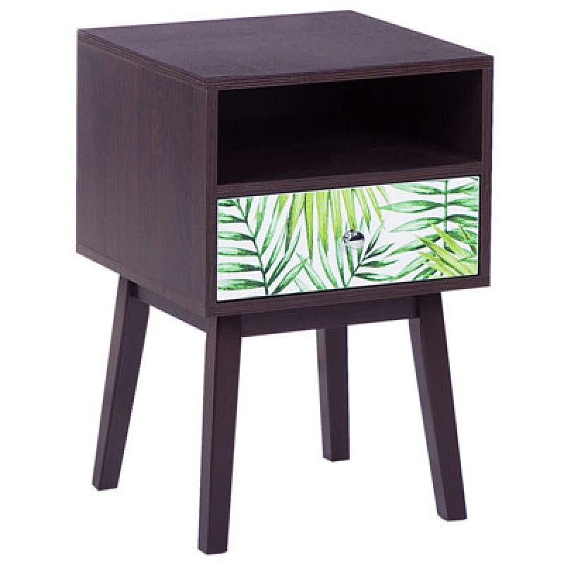 Image of Beliani 1 Drawer Bedside Table Rodes Dark Brown