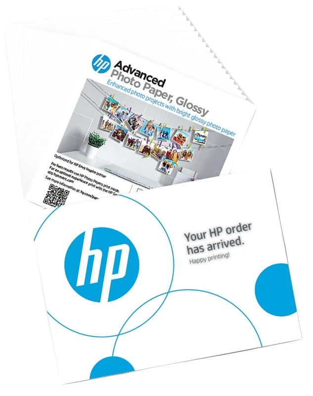 Image of HP Advanced Photo Paper Glossy 65 lb 5 x 5 in. (127 x 127 mm) 20 sheets 49V50A