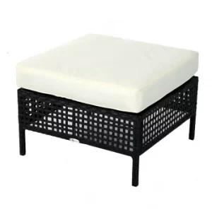 Image of Outsunny Rattan Ottoman 60Lx60Wx31H cm-Black/Beige