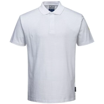Image of Portwest AS21WHRL - sz L Anti-Static ESD Polo Shirt Workwear - White
