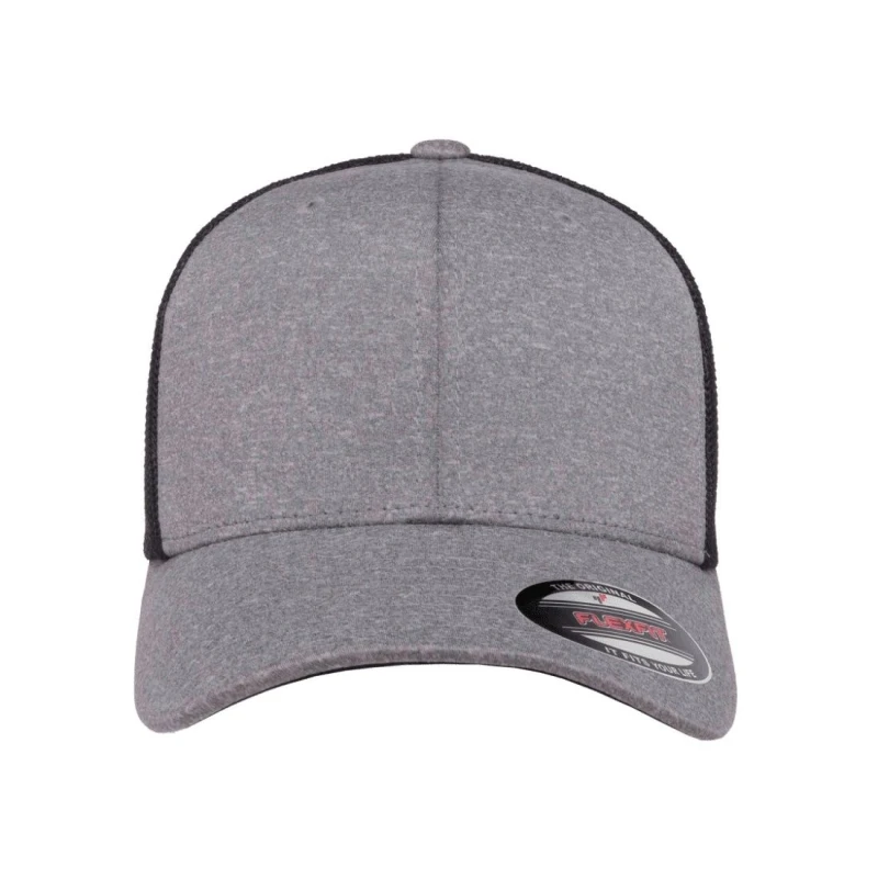 Image of Flexfit by Yupoong Mens Melange Mesh Trucker Cap in Grey Grey Male One Size