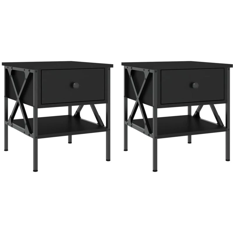 Image of VIDAXL Bedside Tables 2 pcs Black 40x42x45cm Engineered Wood Vidaxl 8720845939137