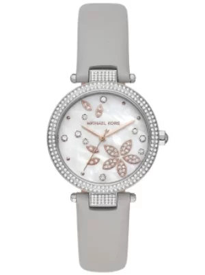 Image of Michael Kors Ladies Parker Stainless Steel Crystal Set Dial Grey...