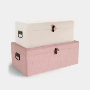 Image of Cord & Faux Shearling Storage Trunks - Set of 2
