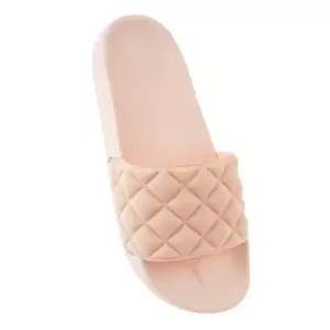 Image of Womens/Ladies Quilt Effect Sliders (8 UK) (Peach)