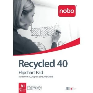 Image of Nobo A1 Recycled Flipchart Pad Perforated 40 Sheets Pack of 5
