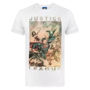 Image of Justice League Mens Characters Action T-Shirt (L) (White)