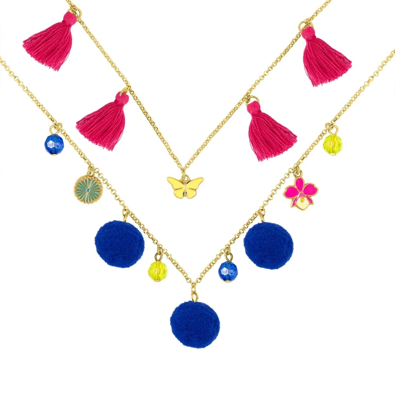 Image of Disney Encanto Multicoloured Double Layered Pom Pom and Tassel Necklace Multi One Size