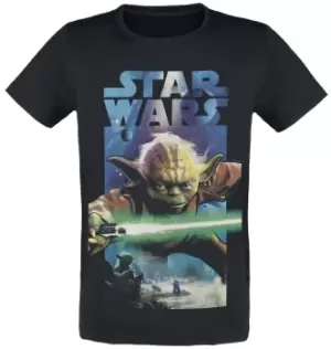 Image of Star Wars Yoda Poster T-Shirt black