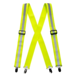 Image of Portwest Hi Vis Trousers Braces Yellow One Size