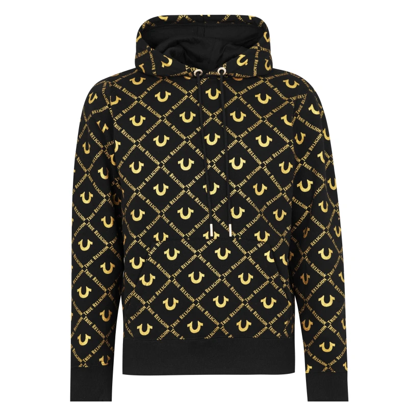 Image of True Religion Allover Logo Hoodie - Black M