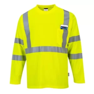 Image of Portwest Long Sleeved Class 3 Hi Vis Pocket T Shirt Yellow 5XL