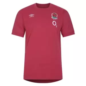 Image of Umbro England Rugby Leisure T-Shirt 2023 2024 Adults - Red