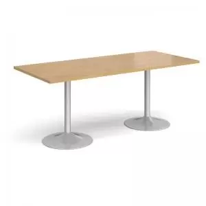 Image of Genoa rectangular dining table with silver trumpet base 1800mm x 800mm