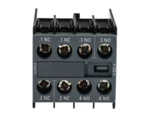 Image of Siemens Sirius Innovation Auxiliary Contact - 2NC + 2NO, 4 Contact, Snap-On, 6 A dc, 10 A ac